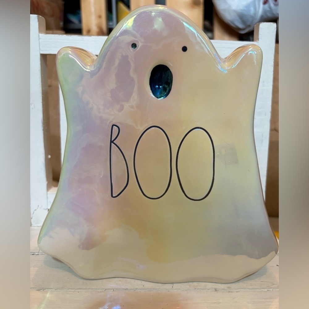 Iridescent Ghost Decor with 'BOO'